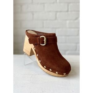 NEW STEVE MADDEN women's studded suede clog in brown
